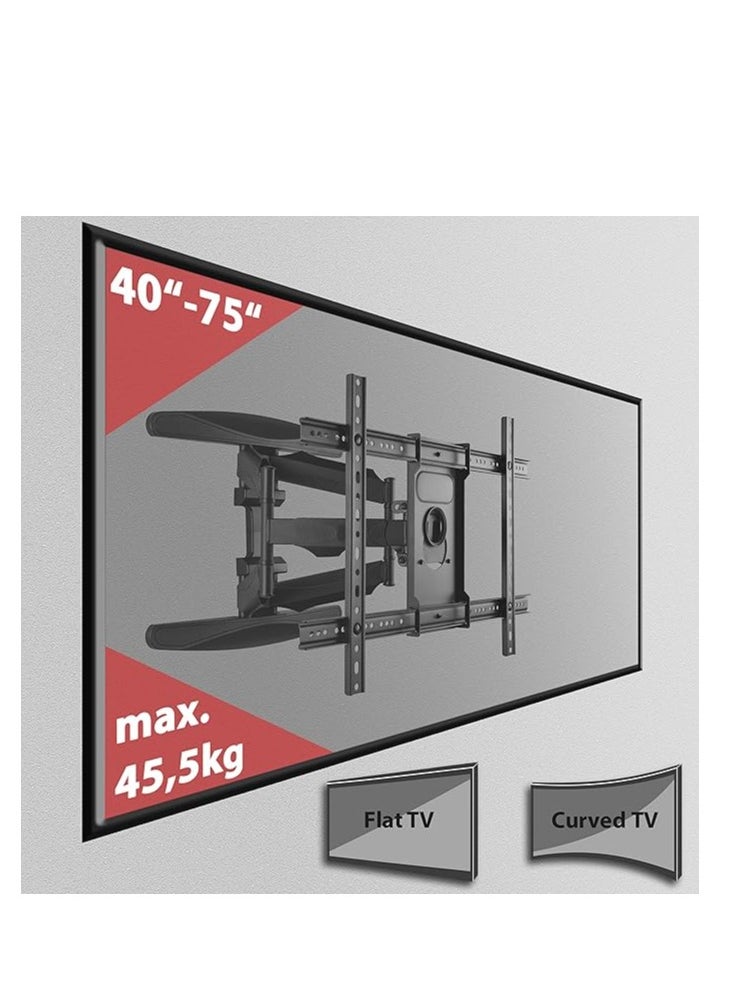 Generic - Extra Strong Swivel TV Wall Mount 40″-75″ for Flat and Curved Screens up to 45.5 kg (VESA Max. 600x400) Tiltable Rotating Monitor Mount - Image 1