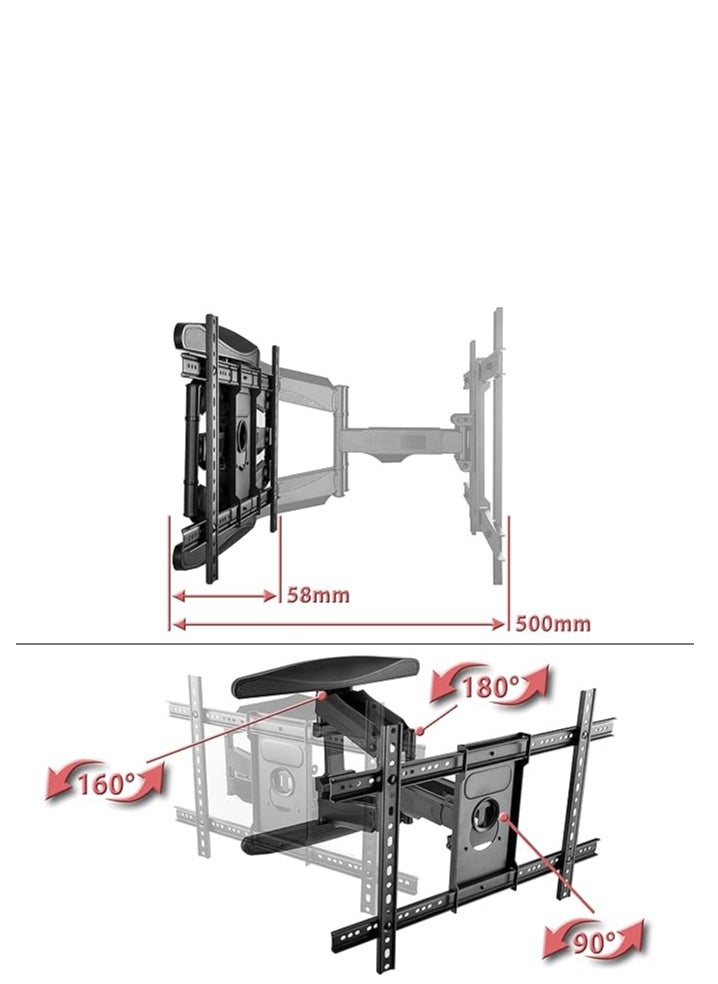 Generic - Extra Strong Swivel TV Wall Mount 40″-75″ for Flat and Curved Screens up to 45.5 kg (VESA Max. 600x400) Tiltable Rotating Monitor Mount - Image 1