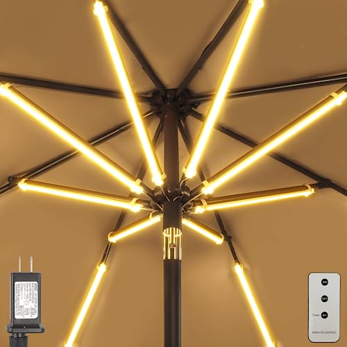 ALL FORTUNE Outdoor Patio Umbrella Lights 1000 Lumens 15W Warm White LED Waterproof with Dimmable Timer l Umbrella Pole Light for Patio Umbrella Decor Lighting ALL FORTUNE - Image 1