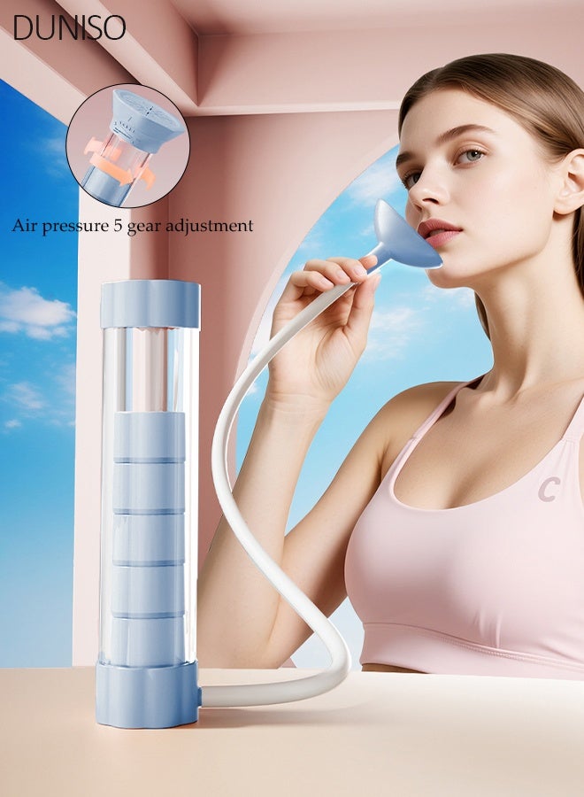 DUNISO Lung Exerciser, Blue Wave Breathing Dumbbell with Extra Nozzle, Adjustable Lung Training Device for Breathing & Core Strength - Image 1