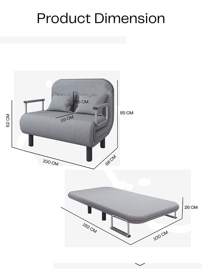 2-Seater Convertible Sofa Bed (Grey) - pzsku/ZAA32737F1EF7BEFE7D17Z/45/_/1722429721/d691f986-4943-4531-a8f0-e965ecbecff7