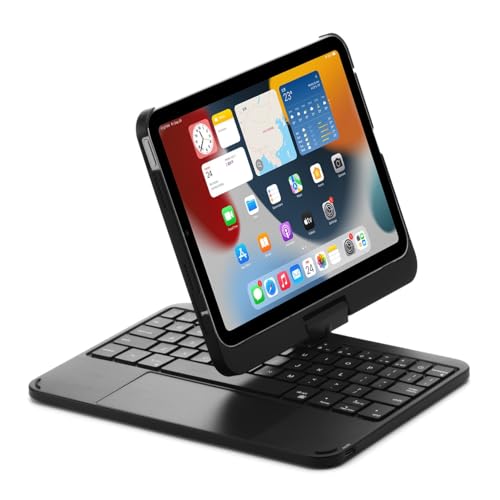 NUWONAYA Rotatable Keyboard Case for iPad Mini 7(A17 Pro)/Mini6, 360 Rotating Stand Smart Cover with Pencil Holder, Multi-Touch Trackpad Backlit Keyboard for Mini 7th/6th Generation, Black - Image 1