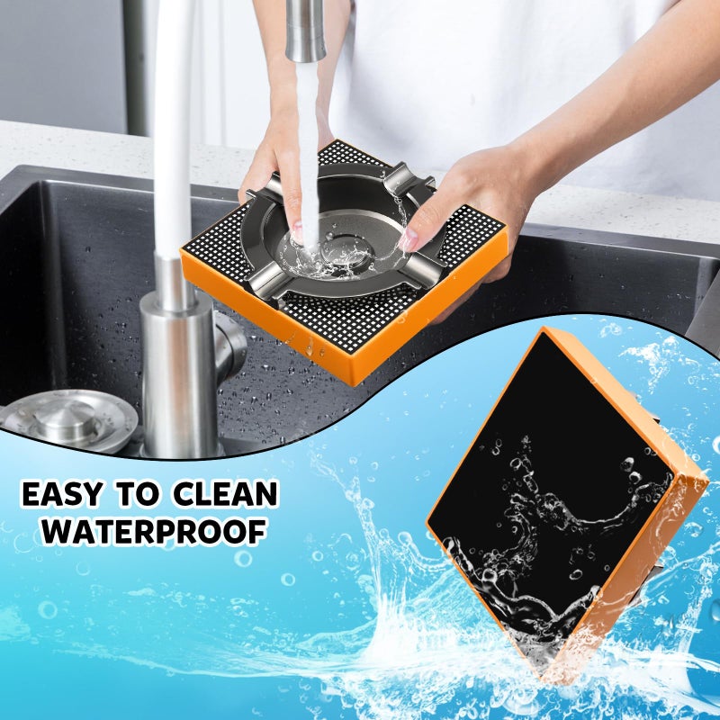 OILP Cigar Ashtray Metal Outdoor Cigar Cigarette Ashtray for Outside Patio/Home Decor Modern Table Cigar Ashtrays,Cigar Ash tray Accessories Gifts for Men-(Square,Alloy) - Image 3