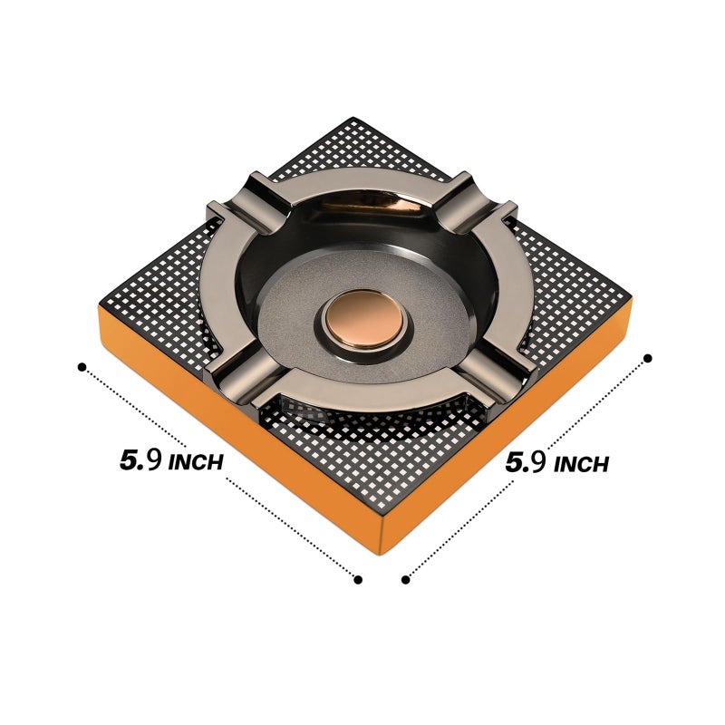 OILP Cigar Ashtray Metal Outdoor Cigar Cigarette Ashtray for Outside Patio/Home Decor Modern Table Cigar Ashtrays,Cigar Ash tray Accessories Gifts for Men-(Square,Alloy) - Image 2