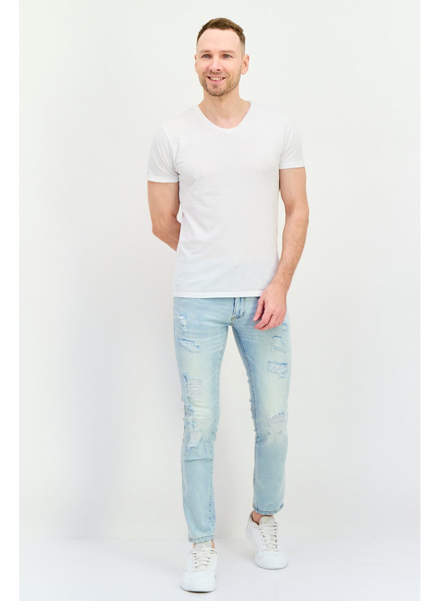 Company Eighty One - Men Slim Fit Washed Denim Jeans, Blue - Image 1