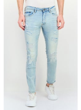 Men Slim Fit Washed Denim Jeans, Blue