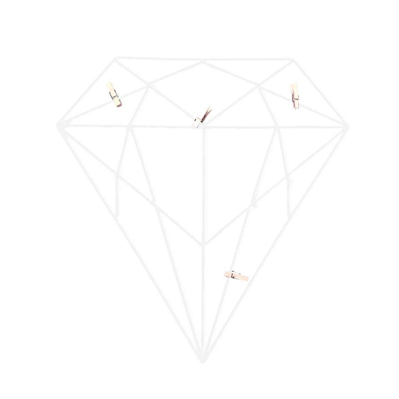 Art Street Art Street White Color Diamond Shape DIY Metal Photo grid wall for photo hanging wall decoration and display size 42 x 40 cm Photo clips included  - Image 4