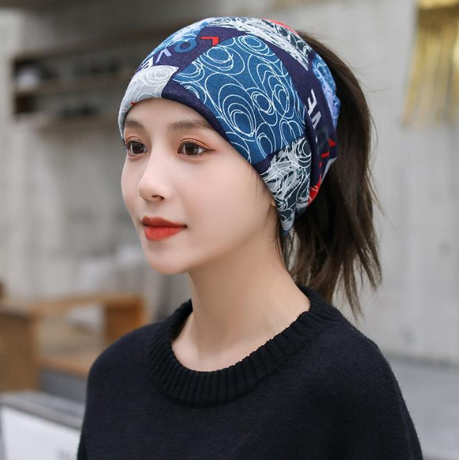 Versatile Autumn Winter Twist Scarf Cap No. 44 blue square 