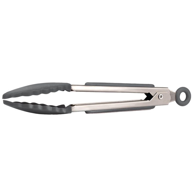 Tovolo Stainless Steel Handled Turner Wide Silicone, Mini Tongs, Charcoal - Image 1