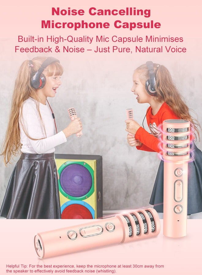 Kids Mini Karaoke Machine, Portable Bluetooth Speaker With 2 Wireless Microphones, Built-in Mic Slots, 5 Karaoke Sound Modes, Multiple Dynamic Colorful Lights, 360° Surround Sound, Girls Boys Funny Birthday Gift Toy, Children Music Player for Family Party Singing - Support Bluetooth/TF/AUX  - Image 3