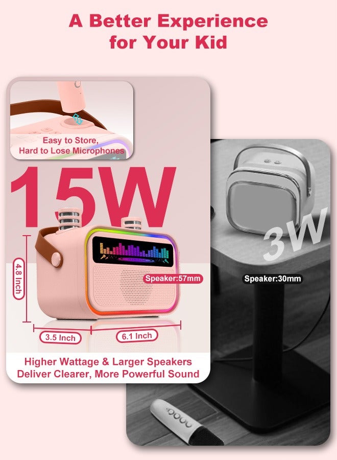 Kids Mini Karaoke Machine, Portable Bluetooth Speaker With 2 Wireless Microphones, Built-in Mic Slots, 5 Karaoke Sound Modes, Multiple Dynamic Colorful Lights, 360° Surround Sound, Girls Boys Funny Birthday Gift Toy, Children Music Player for Family Party Singing - Support Bluetooth/TF/AUX  - Image 5