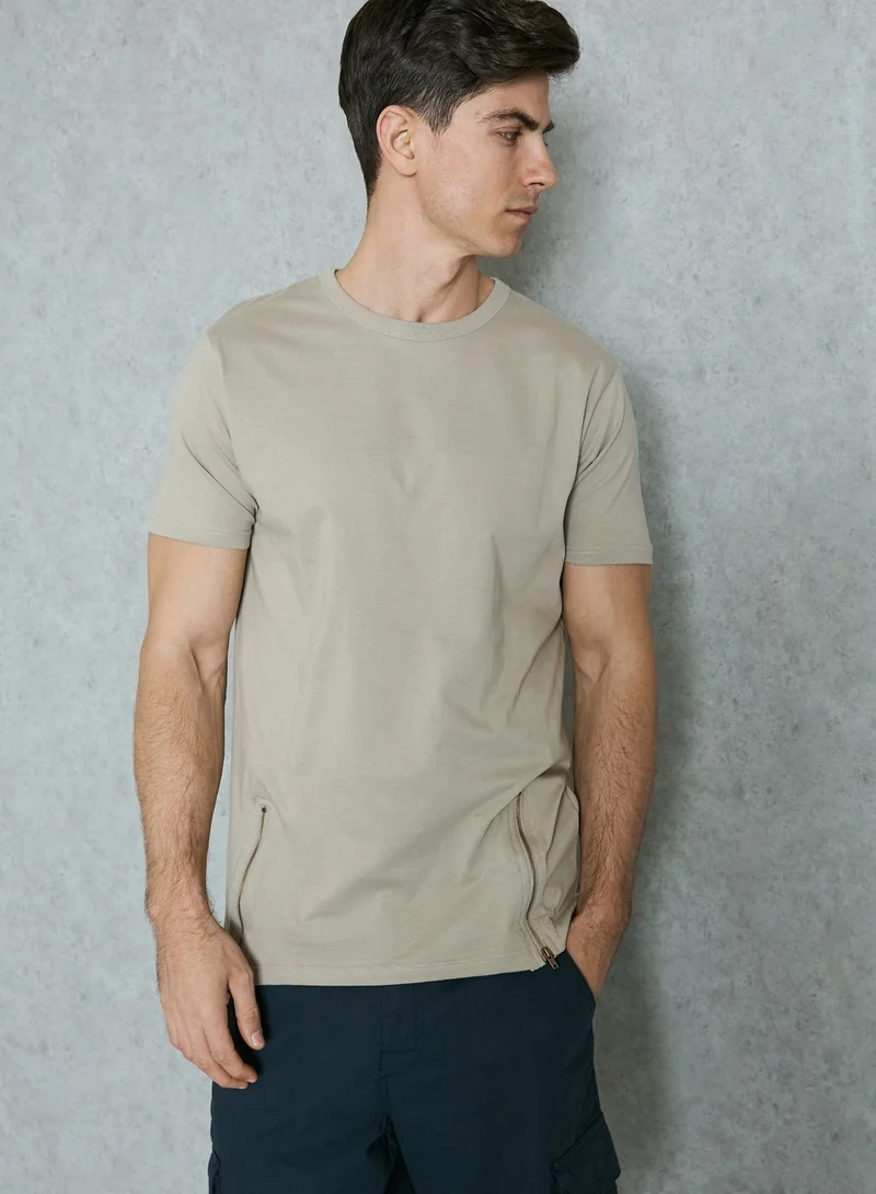 Seventy Five Zip Detailed T-Shirt