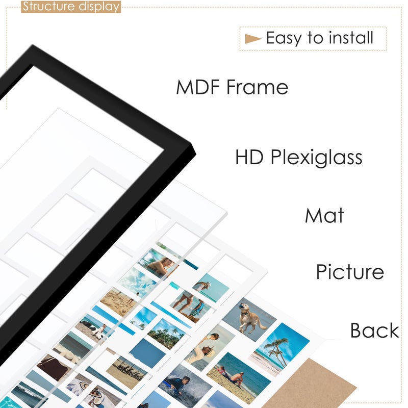 DUENPY 22x32 Collage Picture Frame 4x6 Picture Frames Collage Wall Decor Displays twenty four 4x6 inch Photos Available Horizontal Wall Mounting Display and Vertical Black - Image 5