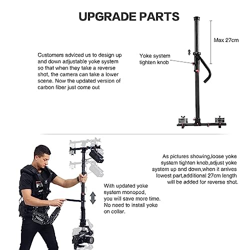 DF DIGITALFOTO Thanos Pro II Support Vest Steadycam Axis System for RS5/RS4/RS 4 PRO/Crane 3S /RSC 2 RS 3 PRO Gimbal with Rotating Monopod Compatiable with All Gimbals with 1/4 or 3/8 Inch Screw Hole - Image 4