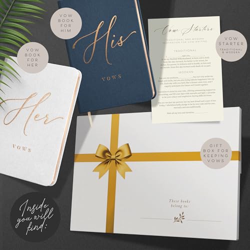 ARTESORI Vow Books His and Hers - Linen Wedding Vow Books Perfect as Bride & Groom Gifts, Wedding Registry Ideas - His & Hers Gifts Wedding Vow Book - Wedding Essentials & Accessories [White & Navy] - Image 2