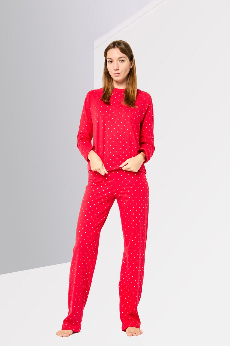 MOSCHINO Women 2 Pieces Long Sleeve Allover Print Top And Bottom Pajama Set, Multicolor - Image 4