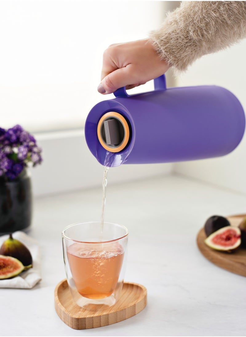 TRAMONTINA - Since 1911,Made in Brazil- Exata Purple Plastic Thermal Flask with 1 Liter Glass Liner - Image 1
