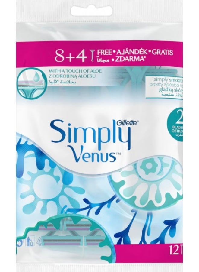 Gillette Simply Venus 2 Disposable Razors - 12 Count - Image 1