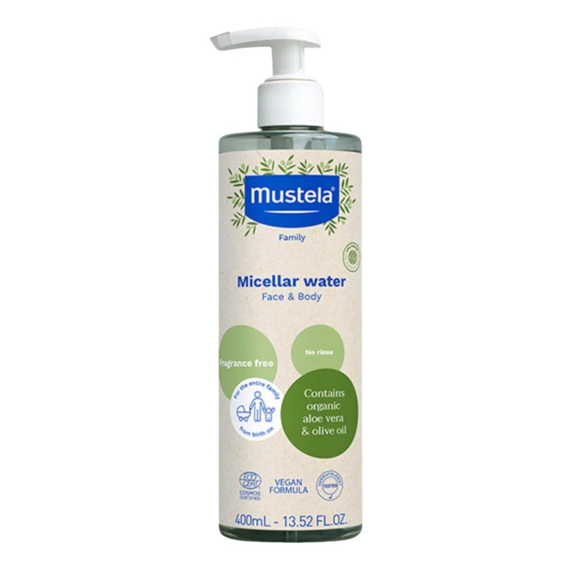 Mustela Certified Organic Micellar Cleansing Water -No-Rinse Natural Water Cleanser w/ Olive Oil & Aloe Vera - For Baby, Kid & Adult - Fragrance Free, EWG Verified & Vegan -13.5 oz-Packaging may vary - Image 1