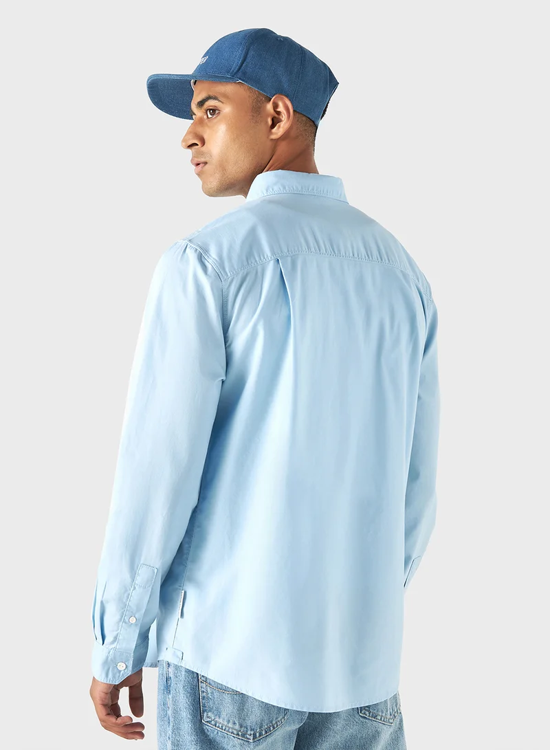 لي كوبر Lee Cooper Solid Shirt with Long Sleeves and Pocke