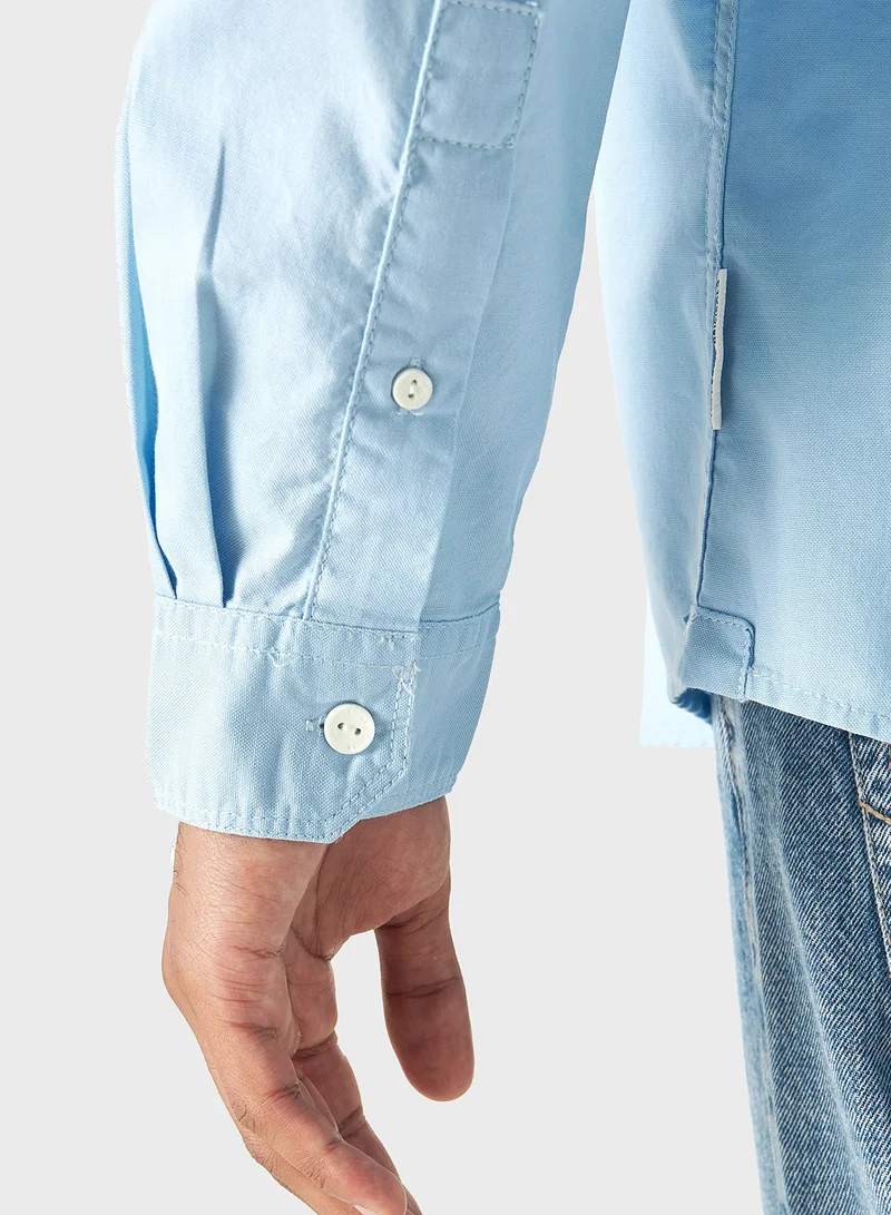 لي كوبر Lee Cooper Solid Shirt with Long Sleeves and Pocke