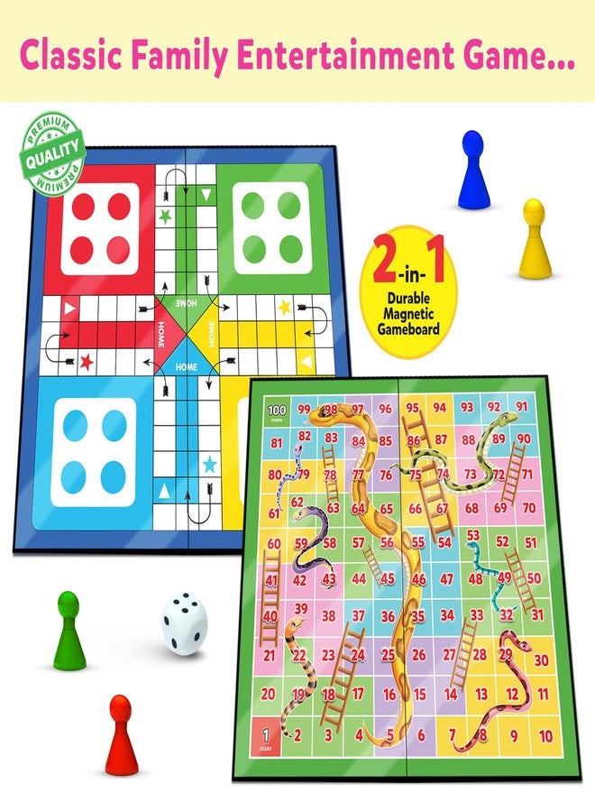 Little Berry Ludo Game for Kids | 2-in-1 Snakes & Ladders and Ludo Board | 14”x14” Foldable Big Family Game for Kids & Adults | Travel-Friendly Dice Board Game - Image 2