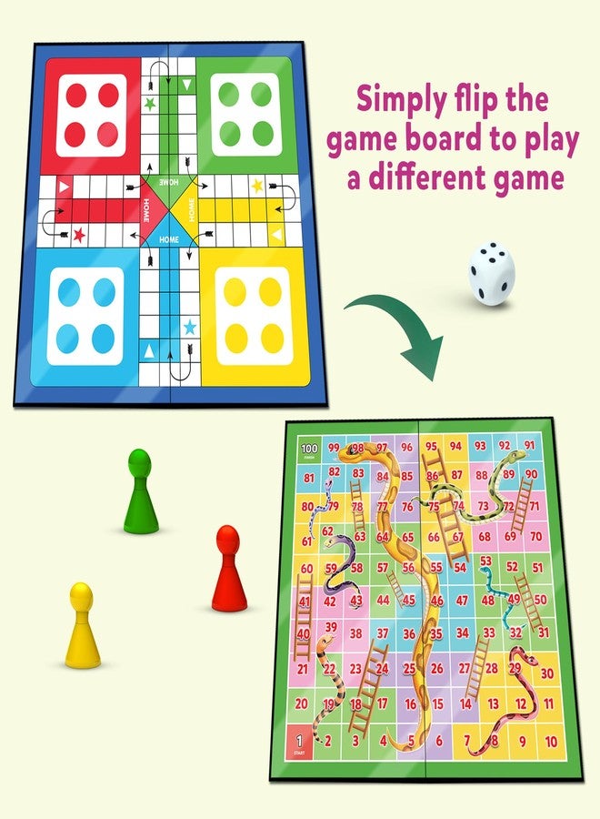 Little Berry Ludo Game for Kids | 2-in-1 Snakes & Ladders and Ludo Board | 14”x14” Foldable Big Family Game for Kids & Adults | Travel-Friendly Dice Board Game - Image 5