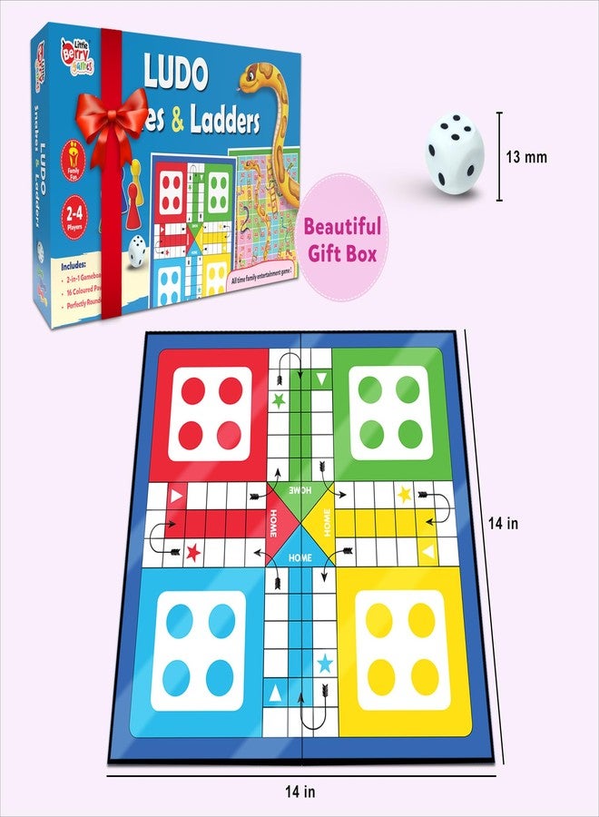 Little Berry Ludo Game for Kids | 2-in-1 Snakes & Ladders and Ludo Board | 14”x14” Foldable Big Family Game for Kids & Adults | Travel-Friendly Dice Board Game - Image 3