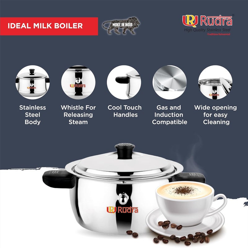 RUDRA Rudra Stainless Steel Ideal Milk BoilerCooker 5L SS 202 Grade SpillProof Hygienic Gas Induction Compatible Durable RustResistant Cookware for Boiling Milk Water Tea More  - Image 5
