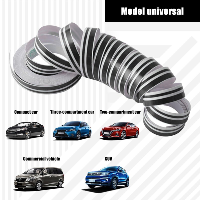 GKmow 2 PCS Car Waistline Body Sticker, 32.1Ft x 0.4In Pinstripe Small Color Strip Decoration, Free Cutting Personalized DIY External Decals, Universal for Most Car Trim Accessories (Black) - Image 5