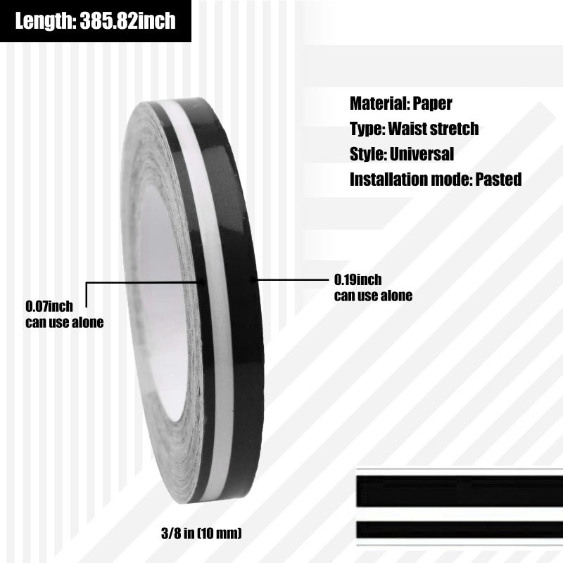 GKmow 2 PCS Car Waistline Body Sticker, 32.1Ft x 0.4In Pinstripe Small Color Strip Decoration, Free Cutting Personalized DIY External Decals, Universal for Most Car Trim Accessories (Black) - Image 2
