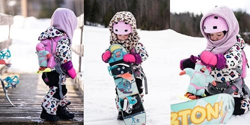 MDXONE Kids Over The Helmet Balaclava Children face mask with buttons for pompoms with elastics (sold separately) (LIGHT MAUVE) - Image 5