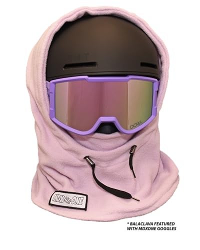 MDXONE Kids Over The Helmet Balaclava Children face mask with buttons for pompoms with elastics (sold separately) (LIGHT MAUVE) - Image 4