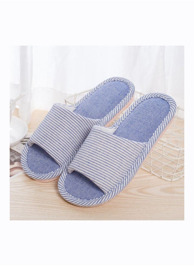 NIBEMINENT - Striped Bedroom Slippers Blue - Image 1
