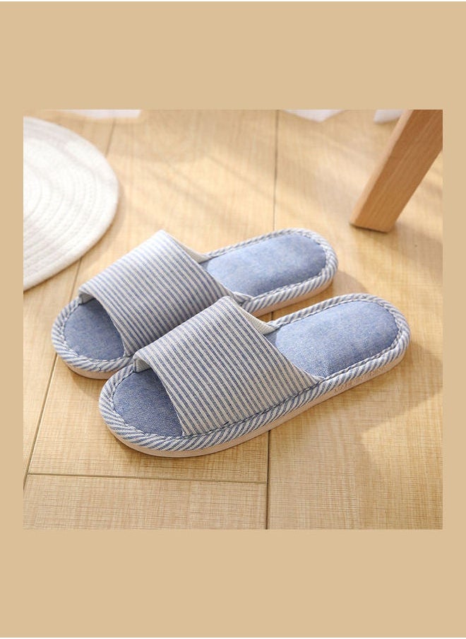 NIBEMINENT - Striped Bedroom Slippers Blue - Image 1