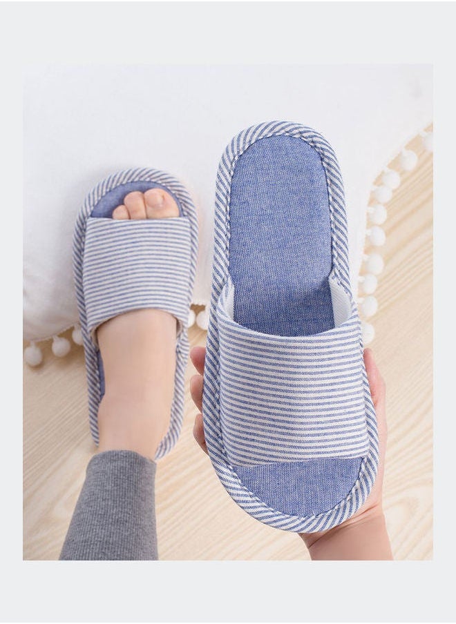 NIBEMINENT - Striped Bedroom Slippers Blue - Image 1