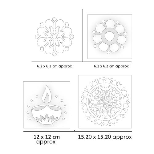 itsy-bitsy Itsy Bitsy DIY Quick & Easy Rangoli Stencil Kit Box | 3 Reusable Stencils with 6 Color Cones | Handmade Multicolor Rangoli Set for Festive & Wedding Décor - Image 3
