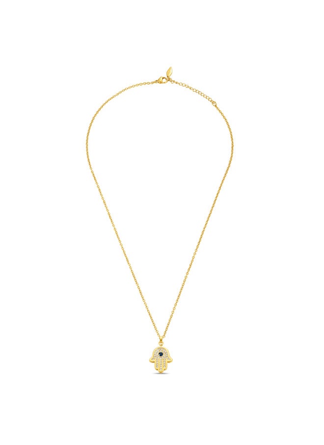 POLICE Vision Gold Plated Hamsa Hand Fatima White and Aqua Necklace, Earrings, Bracelet Set Box for Women  - Image 1