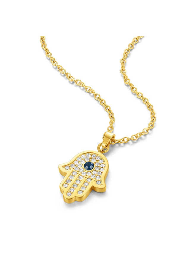 POLICE Vision Gold Plated Hamsa Hand Fatima White and Aqua Necklace, Earrings, Bracelet Set Box for Women  - Image 2