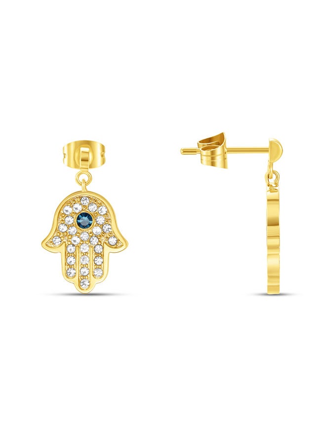 POLICE Vision Gold Plated Hamsa Hand Fatima White and Aqua Necklace, Earrings, Bracelet Set Box for Women  - Image 3