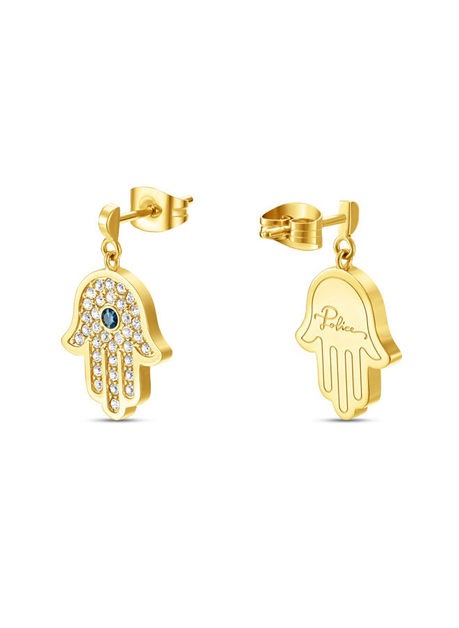 POLICE Vision Gold Plated Hamsa Hand Fatima White and Aqua Necklace, Earrings, Bracelet Set Box for Women  - Image 4