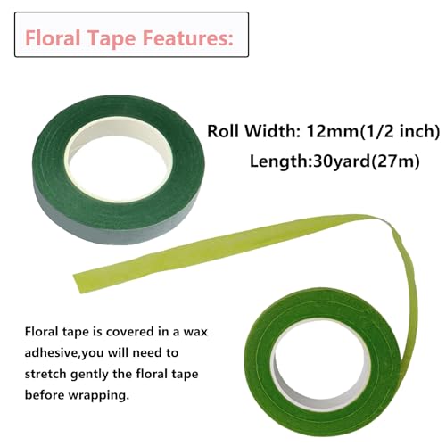 Swpohrat 50 pcs 2 Guage 11.8 Inch Floral Stem Wire and 4 Rolls 1/2 Inch Wide Green Floral Tape for Craft Pipe Cleaner Bouquet,Wedding Bouquet,Flower Pens,Arts and Crafts Making - Image 4