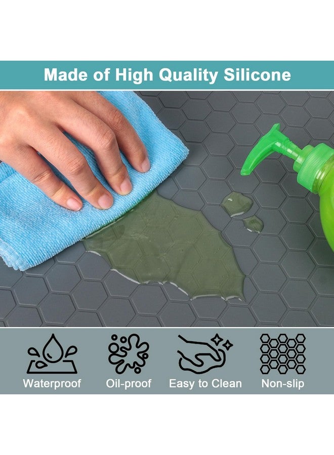 MECHEER Under Sink Mats for Kitchen Waterproof, Silicone Under Kitchen Sink Mats and Protectors for 34" x 22" Cabinets, Under Sink Tray Organizer, Shelf Liners Cabinet Liner for Kitchen and Bathroom, Gray - Image 3