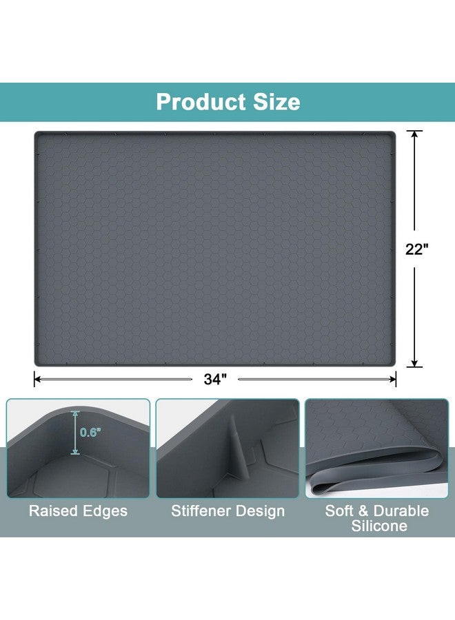 MECHEER Under Sink Mats for Kitchen Waterproof, Silicone Under Kitchen Sink Mats and Protectors for 34" x 22" Cabinets, Under Sink Tray Organizer, Shelf Liners Cabinet Liner for Kitchen and Bathroom, Gray - Image 2