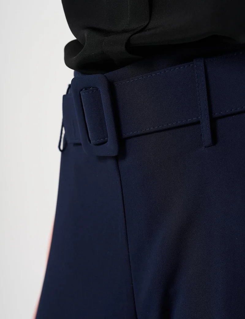 Kayra Belted Classic Pants Dark Navy