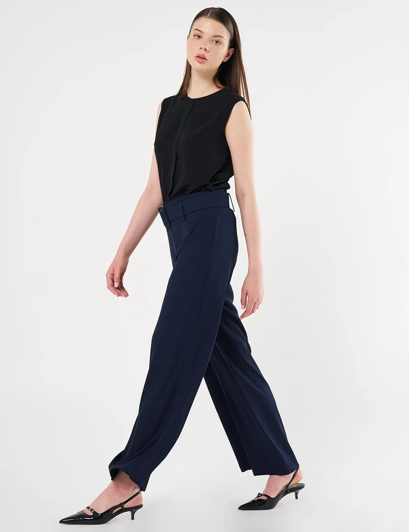 Kayra Belted Classic Pants Dark Navy