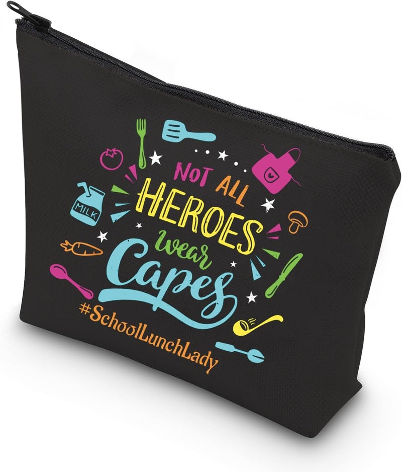 WCGXKO WCGXKO Lunch Lady Gift Lunch Lady Definition Gift Lunch Lady Appreciation Gift Not All Heroes Wear Capes Zipper Pouch Makeup Bag (wear Caped)