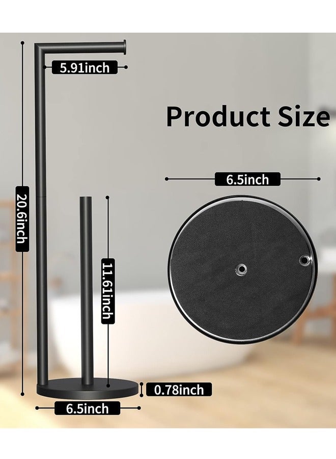 HOMESTAR Toilet Paper Holder Stand, Bathroom Roll Stand with Reserve, Standing Rustproof Non-Slip Stable Base, Black for - Image 2