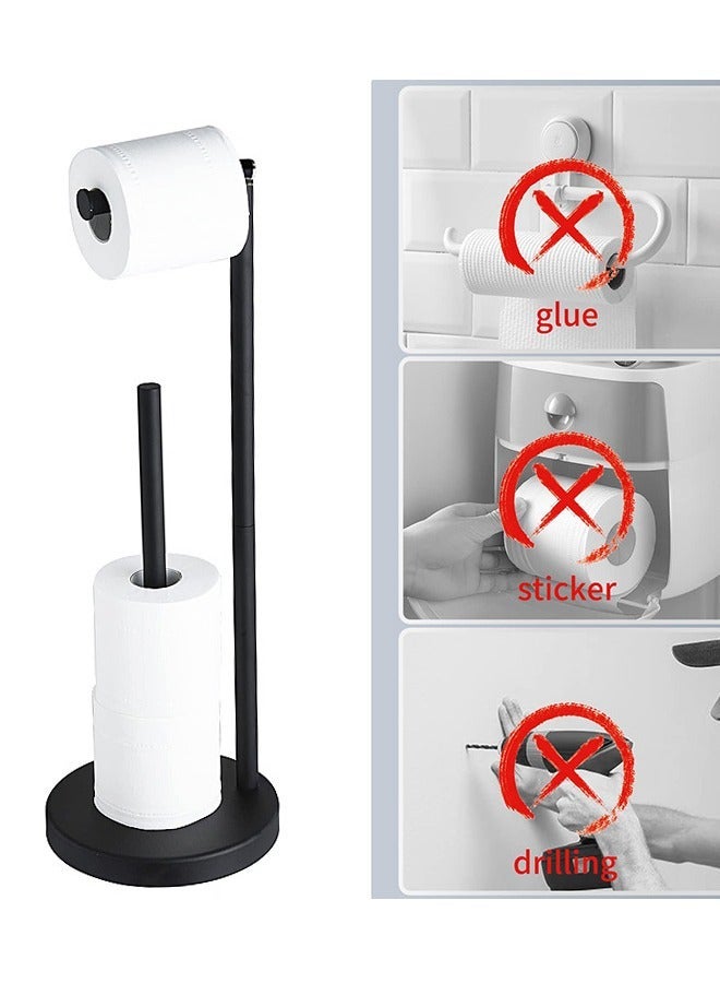 HOMESTAR Toilet Paper Holder Stand, Bathroom Roll Stand with Reserve, Standing Rustproof Non-Slip Stable Base, Black for - Image 4