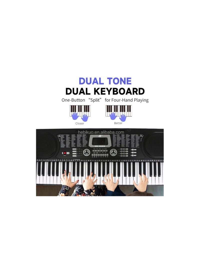 MK-2089 61 Keys Music Instruments Electronic Organ Keyboard Display Digital Piano With 12 Demo Songs - Image 3